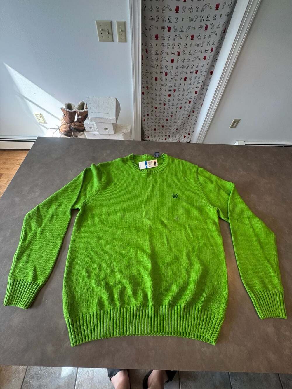 Chaps Men's Green 100% Cotton Crewneck Pullover Sweater XL New With Tags